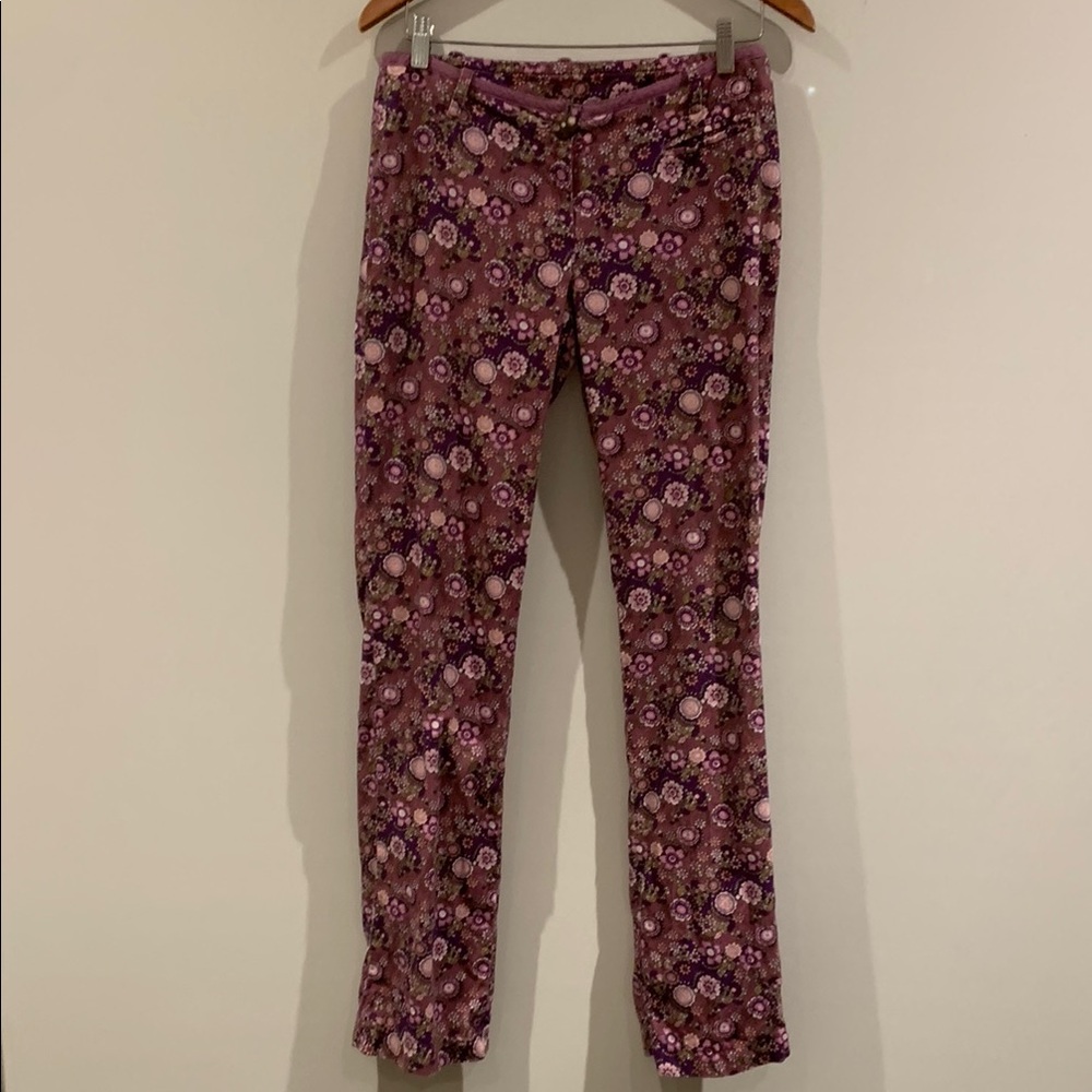 Floral Purple Velvet Floral Pants
